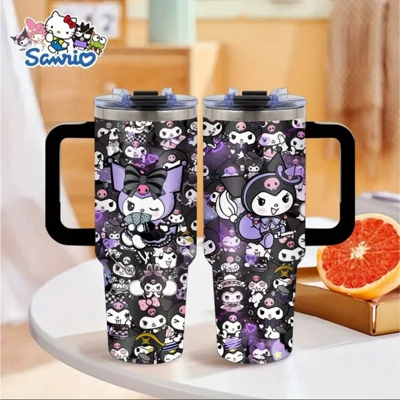 🆕 Kuromi - Black and Purple Tumbler - Sanrio - Stainless Steel - 40oz - NIB - Picture 3 of 14